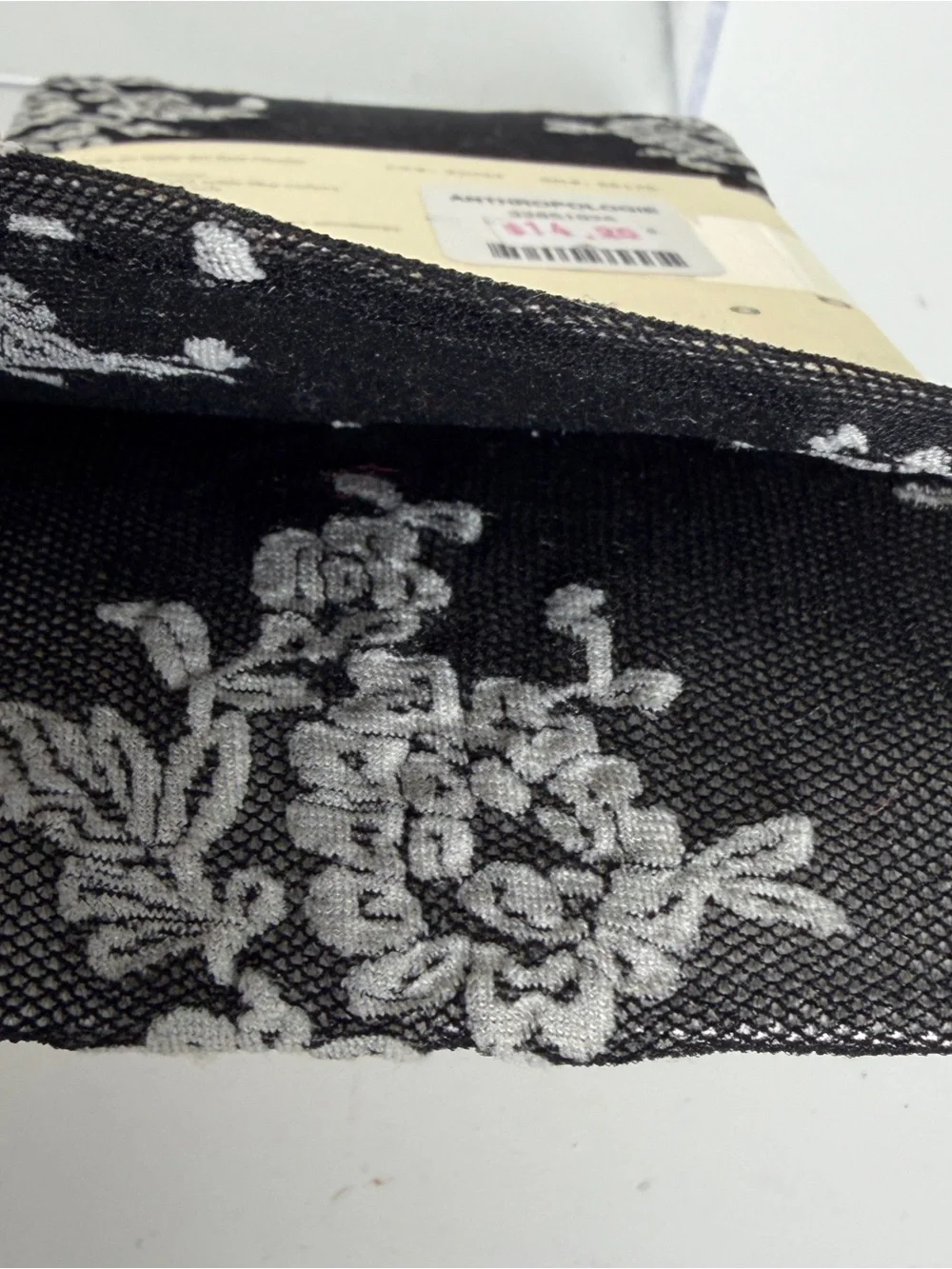 Anthropologie Tintoretta Black White Floral Mesh Net Tights Stockings; NWT S/M